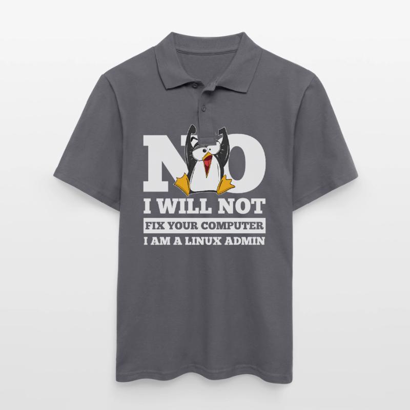 Linux SysAdmin Hacker Coder Penguin Computer Fix Men's Polo Shirt