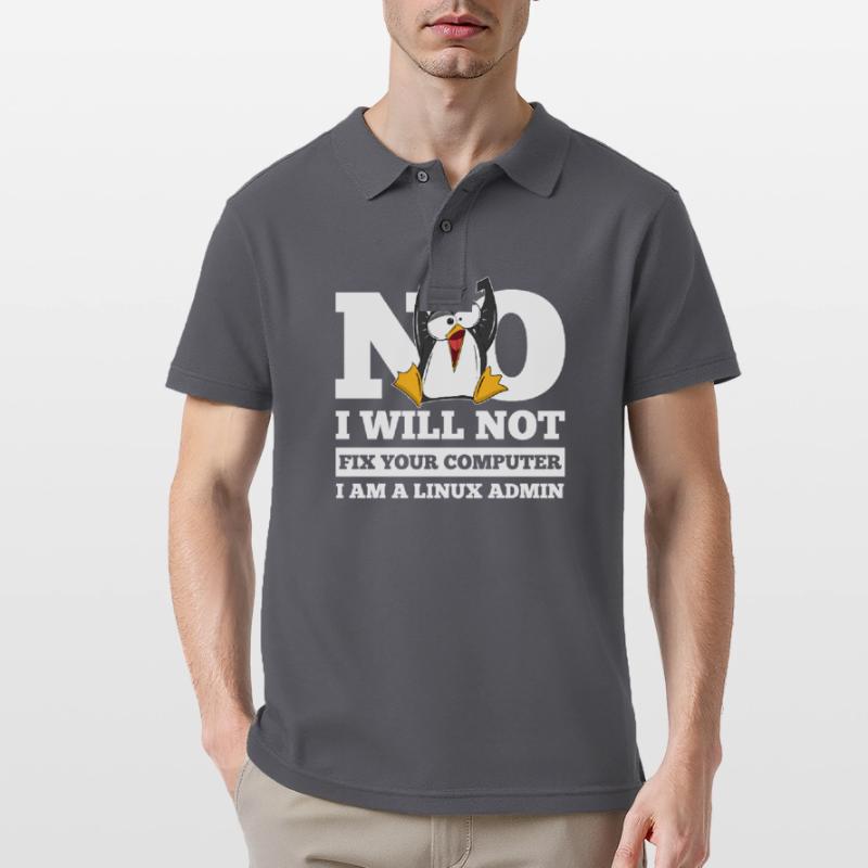 Linux SysAdmin Hacker Coder Penguin Computer Fix Men's Polo Shirt