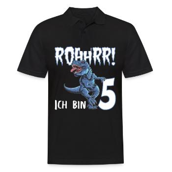 5. Geburtstag 5 Jahre Dino Saurier Dinosaurier - Männer Poloshirt - Schwarz - Vorne - Kai (181cm)