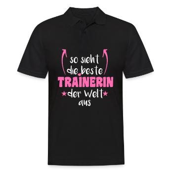 So sieht die beste Trainerin der Welt aus Trainer - Männer Poloshirt - Schwarz - Vorne - Kai (181cm)