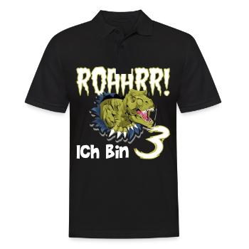 3. Geburtstag 3 Jahre Dino Saurier Dinosaurier - Männer Poloshirt - Schwarz - Vorne - Kai (181cm)