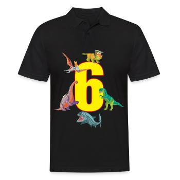 6e anniversaire 6 ans dinosaure dinosaure saurien - Polo Homme - noir - Devant - Kai (181cm)