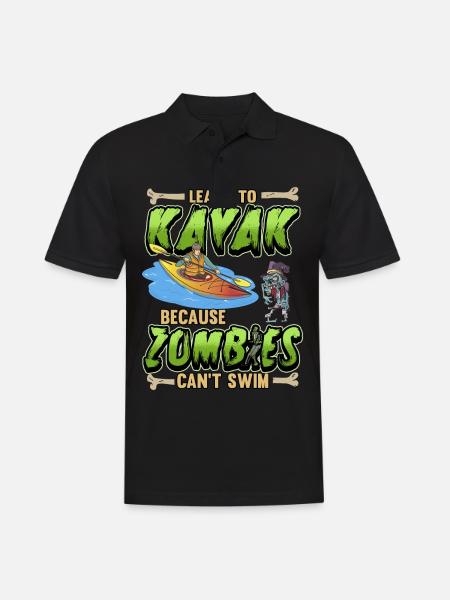 Kayak Zombie Funny Canoe Sport Saying Gift - Men's Polo Shirt - black