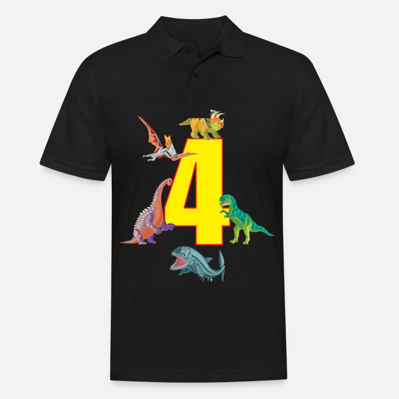 4. Geburtstag 4 Jahre Dino Saurier Dinosaurier - Männer Poloshirt - Schwarz