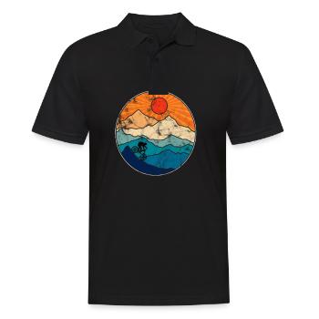 Retro Mountainbike fährt den Berg runter für - Männer Poloshirt - Schwarz - Vorne - Kai (181cm)