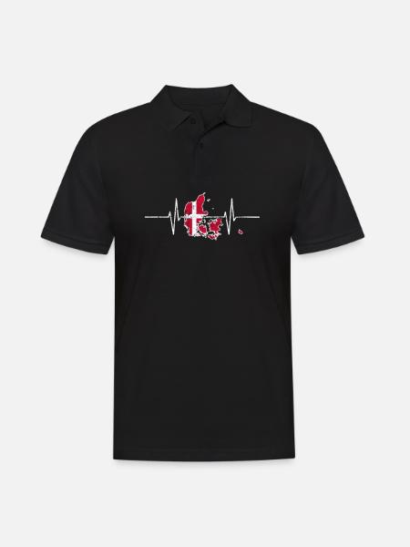 Dänemark Herzschlag EKG Heartbeat Vintage Retro - Männer Poloshirt - Schwarz
