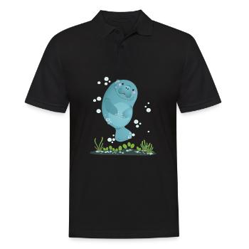 Süßes Manatee Manati Seekuh Dugong Geschenk - Männer Poloshirt - Schwarz - Vorne - Kai (181cm)