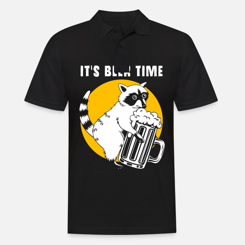 Waschbär Bier Alkohol - Männer Poloshirt - Schwarz