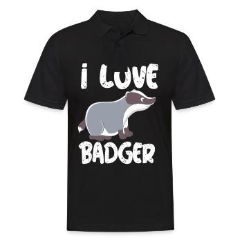 i love badger i love badger badger badger forest - Men's Polo Shirt - black - Front - Kai (181cm)