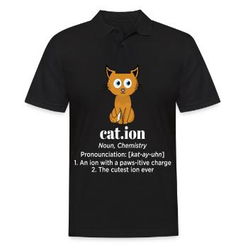 cation cat ion katze ion chemie postive ladung cut - Männer Poloshirt - Schwarz - Vorne - Kai (181cm)