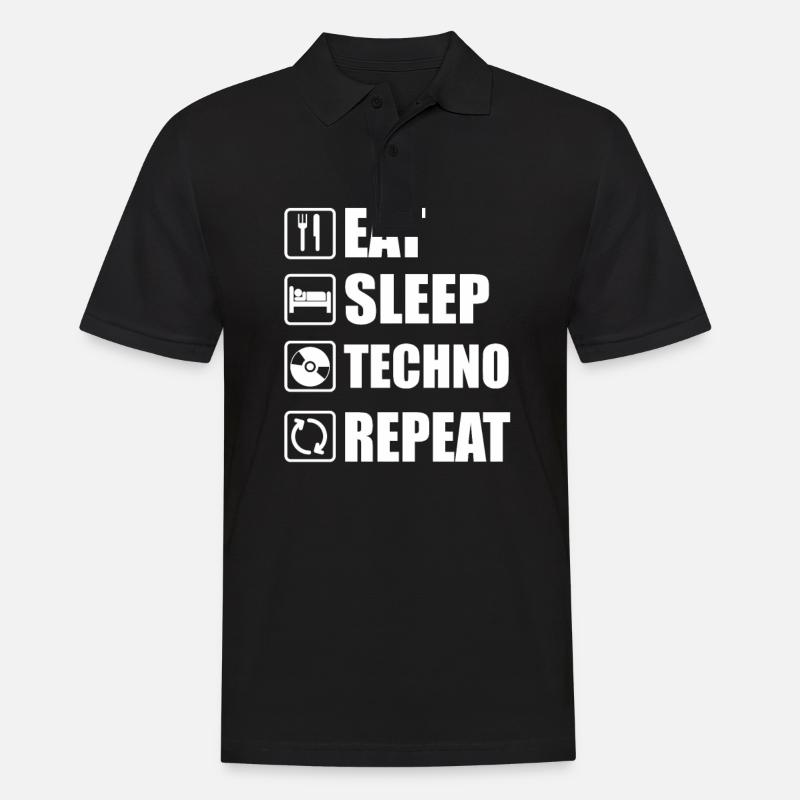 Techno Eat Sleep Repeat Geschenk - Männer Poloshirt - Schwarz