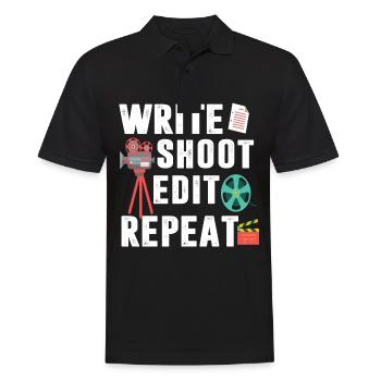 écrire tournage éditer répéter le producteur réalisateur film - Polo Homme - noir - Devant - Kai (181cm)