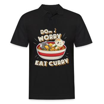 Curry fan saying I Dont Worry Eat Curry - Men's Polo Shirt - black - Front - Kai (181cm)