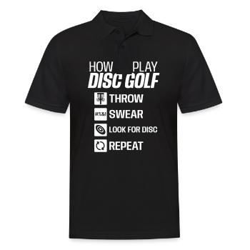Frisbee Throw Swear Look Disc Repeat Gift - Men's Polo Shirt - black - Front - Kai (181cm)