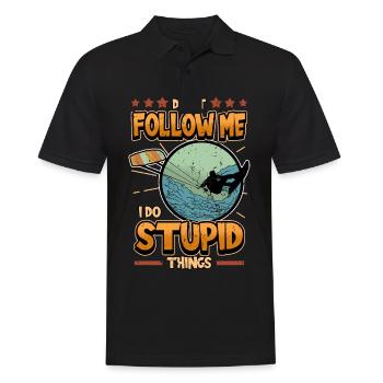 Wakeboard kite surfing saying funny gift - Men's Polo Shirt - black - Front - Kai (181cm)