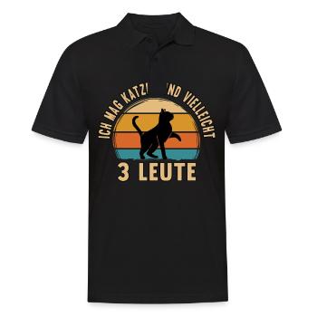 Katze Kätzchen Lustige Sprüche Haustier Geschenk - Männer Poloshirt - Schwarz - Vorne - Kai (181cm)
