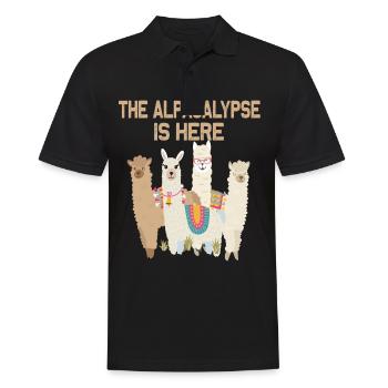 the alpacalypse lama alpaka süßes tier fell weiß - Männer Poloshirt - Schwarz - Vorne - Kai (181cm)