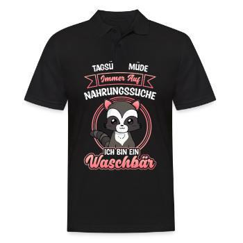 Waschbär Kleinbär Tier Natur Spruch Geschenk - Männer Poloshirt - Schwarz - Vorne - Kai (181cm)