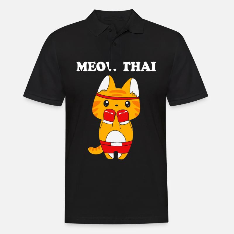 Muay Thai Katze - Männer Poloshirt - Schwarz