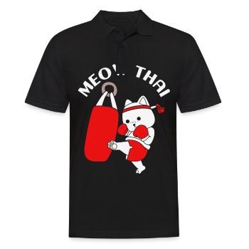Thai boxing cat - Men's Polo Shirt - black - Front - Kai (181cm)