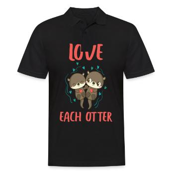Otter Love Each Otter niedlich Tier Geschenkidee - Männer Poloshirt - Schwarz - Vorne - Kai (181cm)