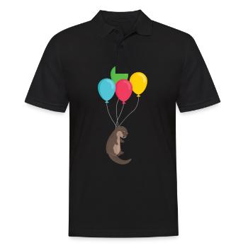 Loutre sur ballons loutre cadeau animal mignon - Polo Homme - noir - Devant - Kai (181cm)