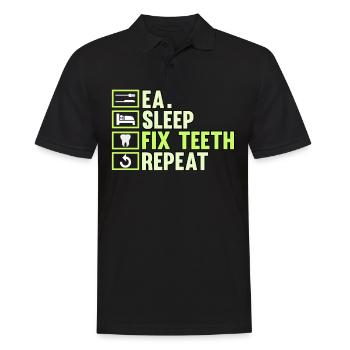 Zahnarzt Zähne Zahnpflege Lustig Geschenk - Männer Poloshirt - Schwarz - Vorne - Kai (181cm)