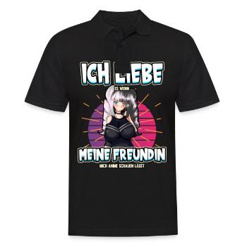 Ich liebe mein Freundin Anime Baka Otaku Manga - Männer Poloshirt - Schwarz - Vorne - Kai (181cm)