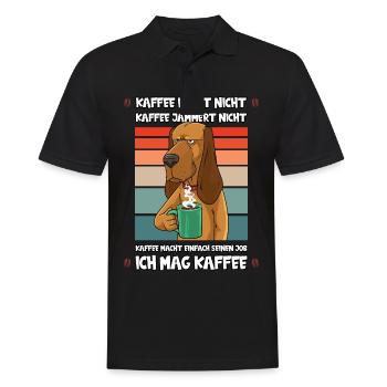 Kaffee Redet Nicht Lustig Spruch Arbeit Hund - Männer Poloshirt - Schwarz - Vorne - Kai (181cm)