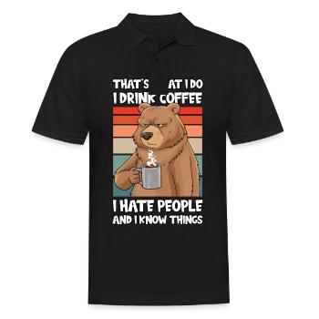 Qu’est-ce qu’i Do I Drink Coffee I Hate People Ours - Polo Homme - noir - Devant - Kai (181cm)