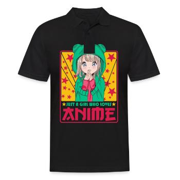 Cute Anime Woman -Kawaii Otaku Manga Anime - Men's Polo Shirt - black - Front - Kai (181cm)