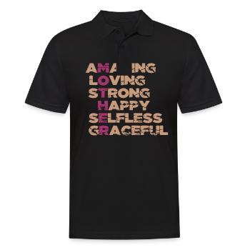 AMAZING LOVING STRONG HAPPY SELFLESS GRACEFUL - Polo Homme - noir - Devant - Kai (181cm)