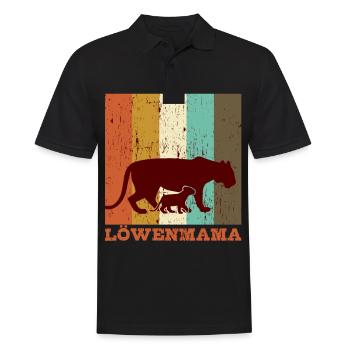 LÖWENMAMA Muttertag Mama Mami - Männer Poloshirt - Schwarz - Vorne - Kai (181cm)