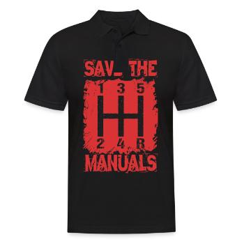 SAVE THE MANUALS KFZ Mechaniker Werkstatt Team - Männer Poloshirt - Schwarz - Vorne - Kai (181cm)