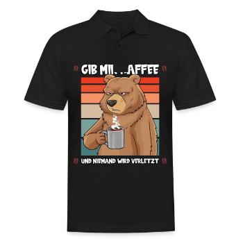 Gib Mir Kaffee Lustig Spruch Arbeit Kaffee Bär - Männer Poloshirt - Schwarz - Vorne - Kai (181cm)