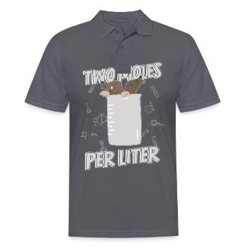 Chimie chimiste Taupe litre laboratoire blague sur les mots pun - Polo Homme - charbon - Devant - Nico (186cm)