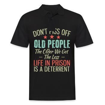 old people, menschen, opa, witz, coole sprüche - Männer Poloshirt - Schwarz - Vorne - Kai (181cm)