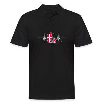Denmark Denmark with heartbeat ECG vintage flag - Men's Polo Shirt - black - Front - Kai (181cm)