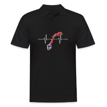 Norvège Norway avec battement de coeur ECG vintage drapeau - Polo Homme - noir - Devant - Kai (181cm)
