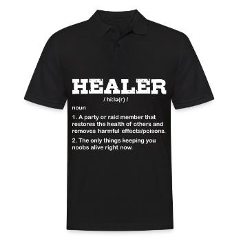RAID HEALER Coole Gamer Gaming Lustig Zocker - Männer Poloshirt - Schwarz - Vorne - Kai (181cm)