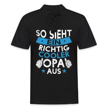 opa, cooler opa, geschenkidee, geschenk, familie - Männer Poloshirt - Schwarz - Vorne - Kai (181cm)