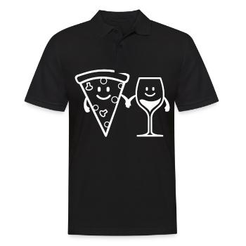PIZZA AND WINE Pizza Funny Pizza Lovers - Men's Polo Shirt - black - Front - Kai (181cm)