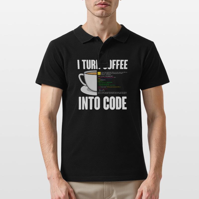 Funny Computer Coffee Programmer Design Men's Polo Shirt