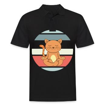 Namaste Meditierende Katze Yoga Katze - Männer Poloshirt - Schwarz - Vorne - Kai (181cm)