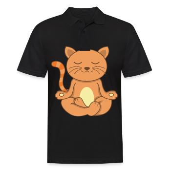 Namaste Meditierende Katze Yoga Katze - Männer Poloshirt - Schwarz - Vorne - Kai (181cm)