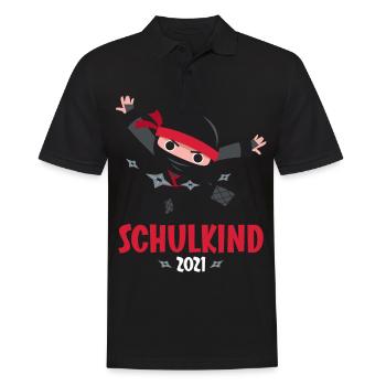 Schulkind 2021 1. Klasse Einschulung Ninja Ninjas - Männer Poloshirt - Schwarz - Vorne - Kai (181cm)