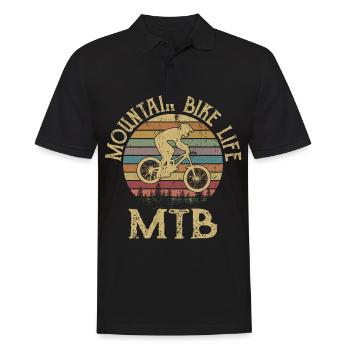 MOUNTAIN BIKE LIFE Mountainbiker Mountainbike MTB - Männer Poloshirt - Schwarz - Vorne - Kai (181cm)