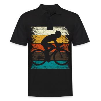 RENNRAD RETRO Rennradfahrer Gravelbike Rennrad - Männer Poloshirt - Schwarz - Vorne - Kai (181cm)