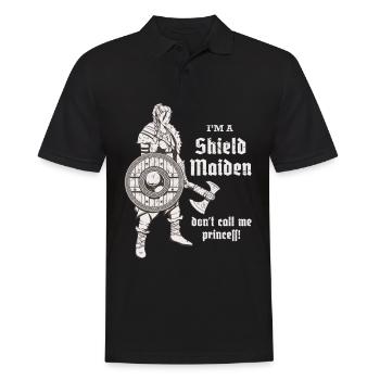 Warrior Woman | Schildmaid für echte Wikingerinnen - Männer Poloshirt - Schwarz - Vorne - Kai (181cm)