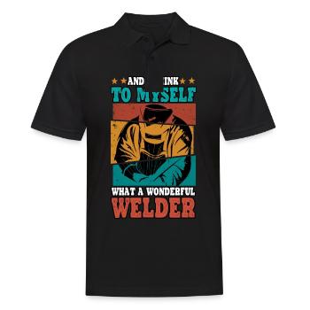Soudeur Welder Sueur Drôle profession - Polo Homme - noir - Devant - Kai (181cm)